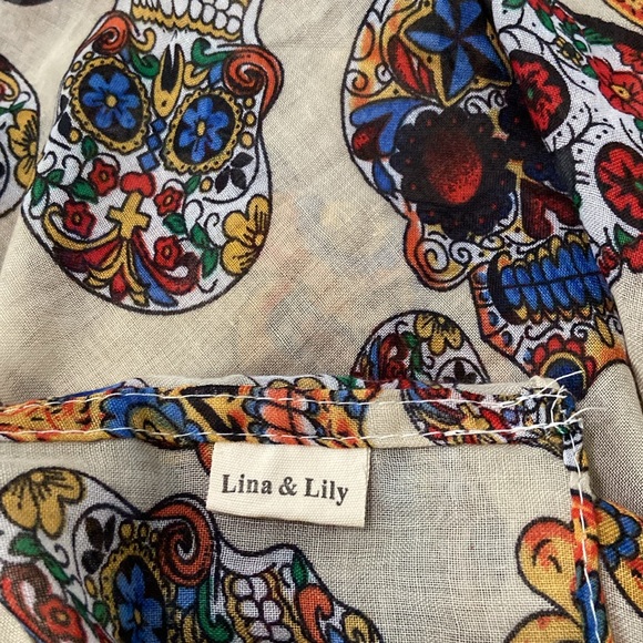 Sugar Skulls Day of the Dead Halloween Colorful Infinity Scarf BOHO Chic - Picture 10 of 11